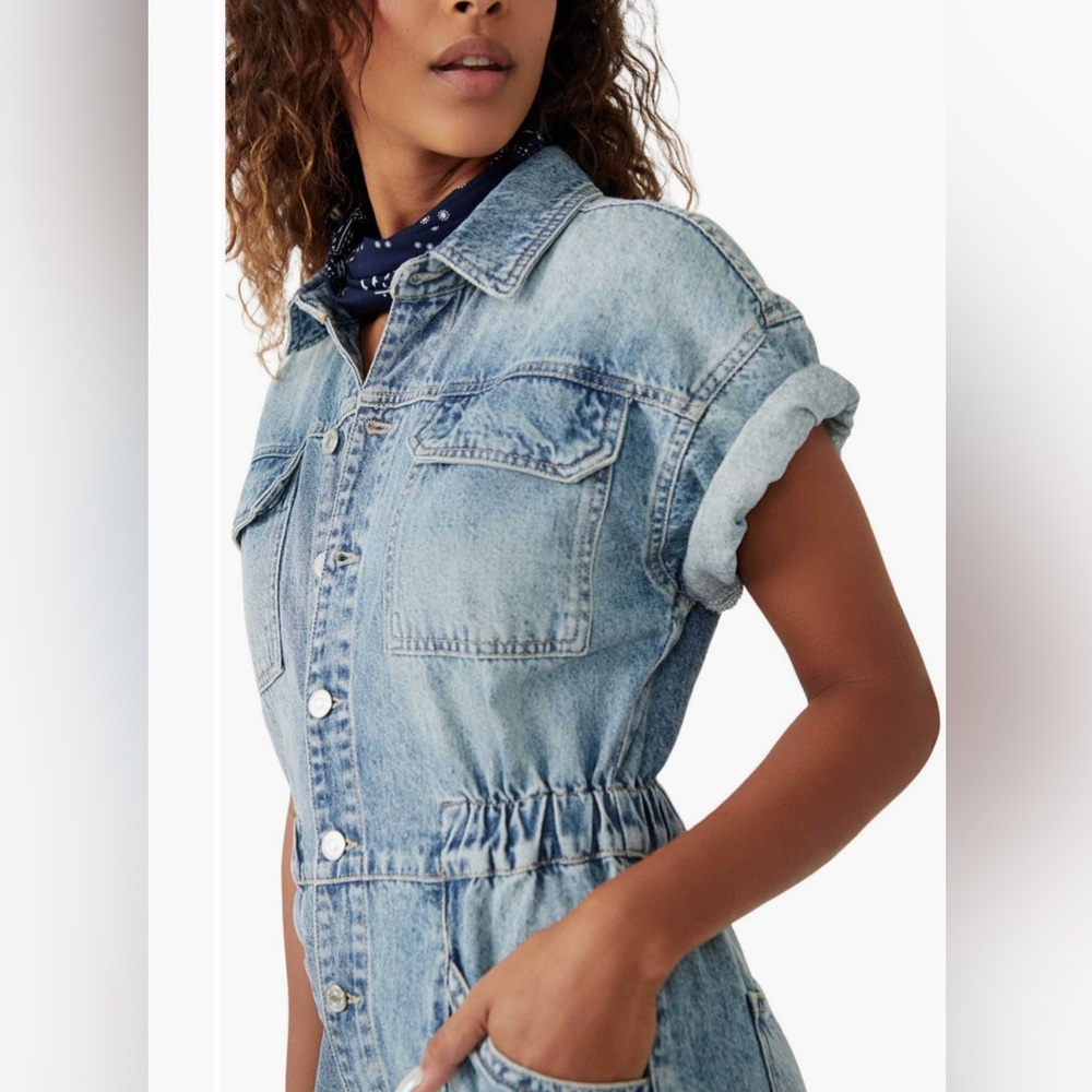 NWOT FP FREE PEOPLE MARCI DEMIN ROMPER SIZE MEDIUM - Picture 2 of 4